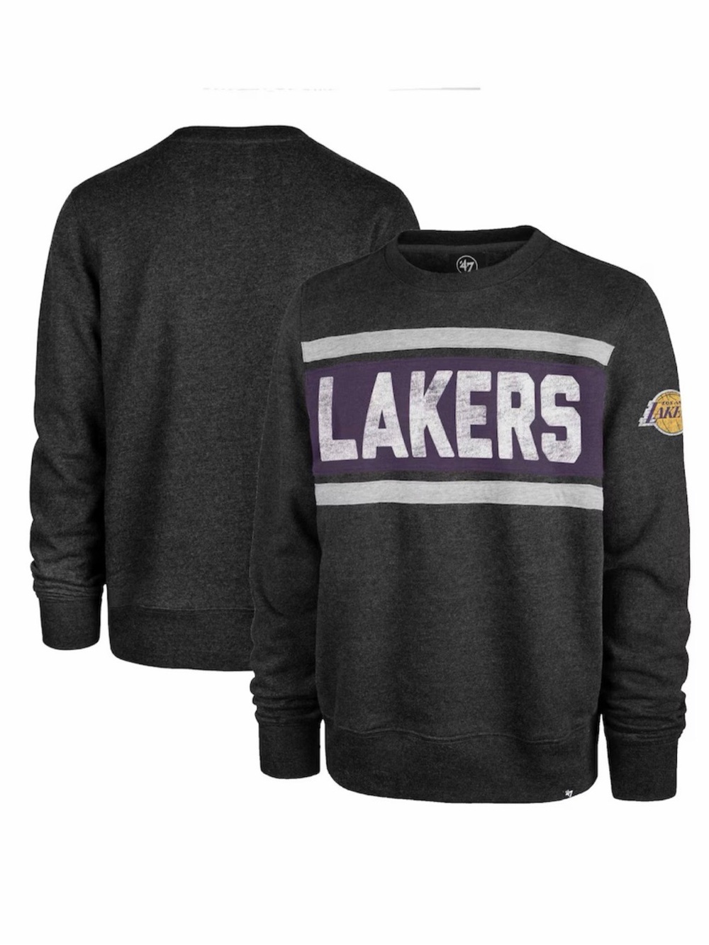 Los Angeles Lakers '47 Heather Black Tribeca Emerson Pullover Sweatshirt, XL